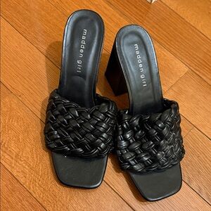 Madden Girl Black Woven Mules
